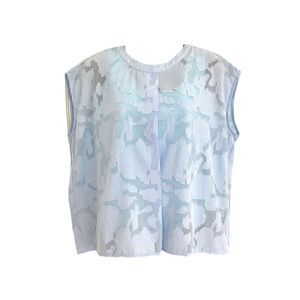 Ellison Solid Blue Floral Oversized M Top New Brand